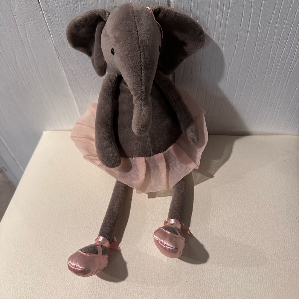 Jellycat Gray Elephant Plush with Pink Tutu and Satin Slippers